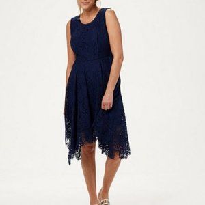 Isaac Mizrahi Handkerchief Hem Lace Midi Dress